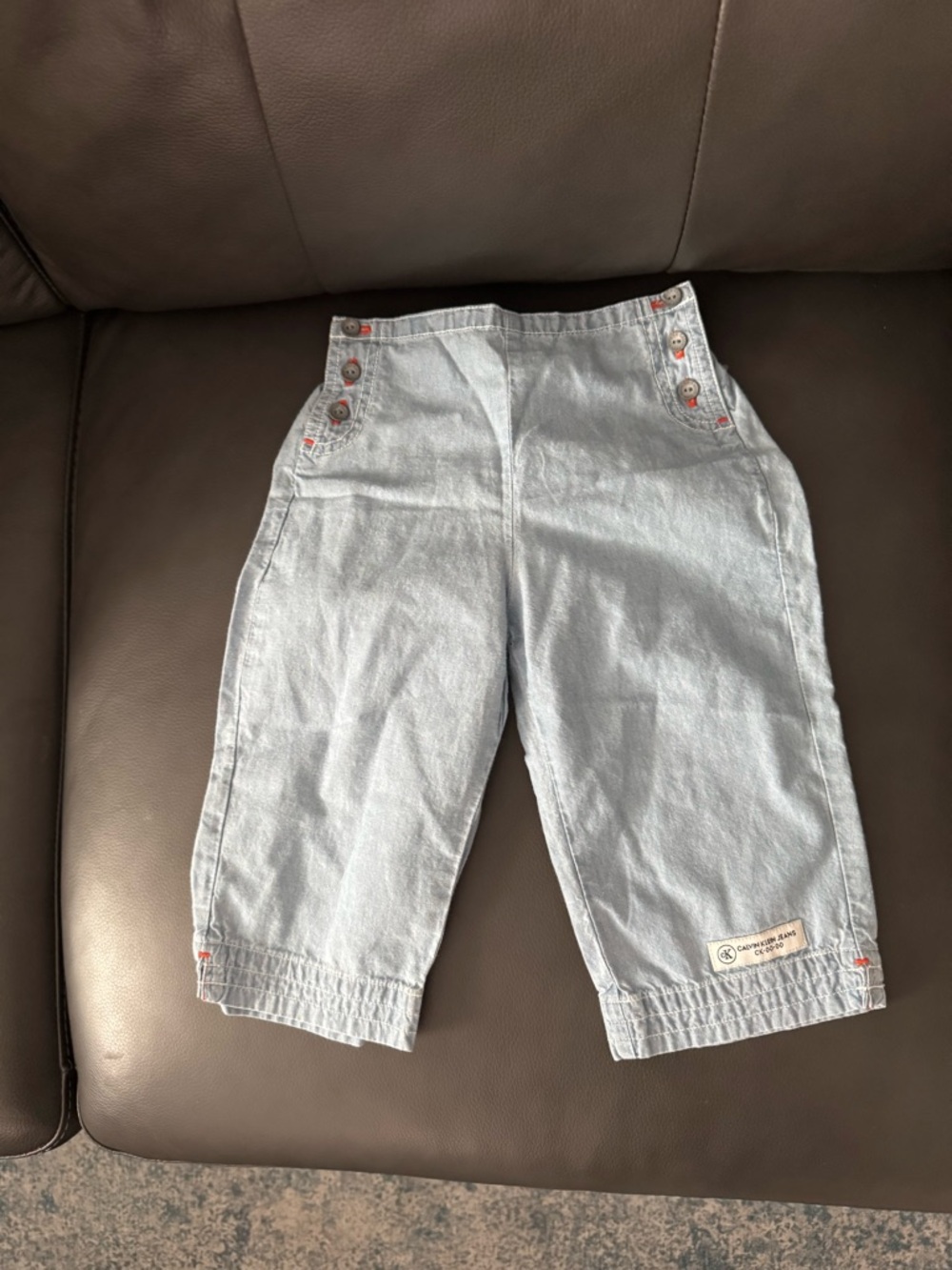 Light Blue Kids Denim Button-Accent Bottoms Calvin Klein Jeans 2T